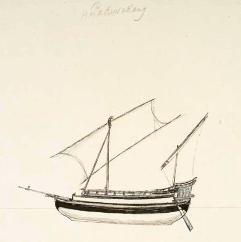 Gambar padewakang awal abad ke-19; Scheepvaartmuseum Amsterdam # S.0782(17)